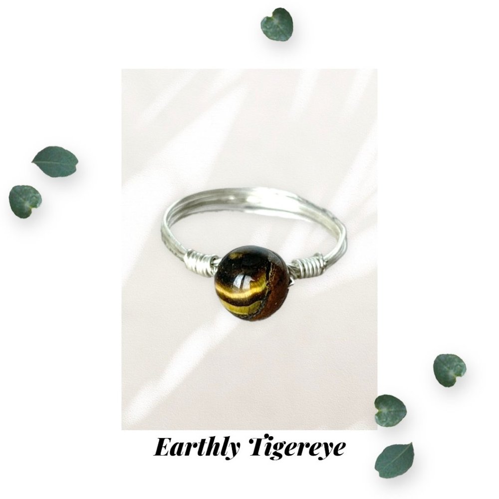 Earthly Tigereye - Silver Ring Size 5